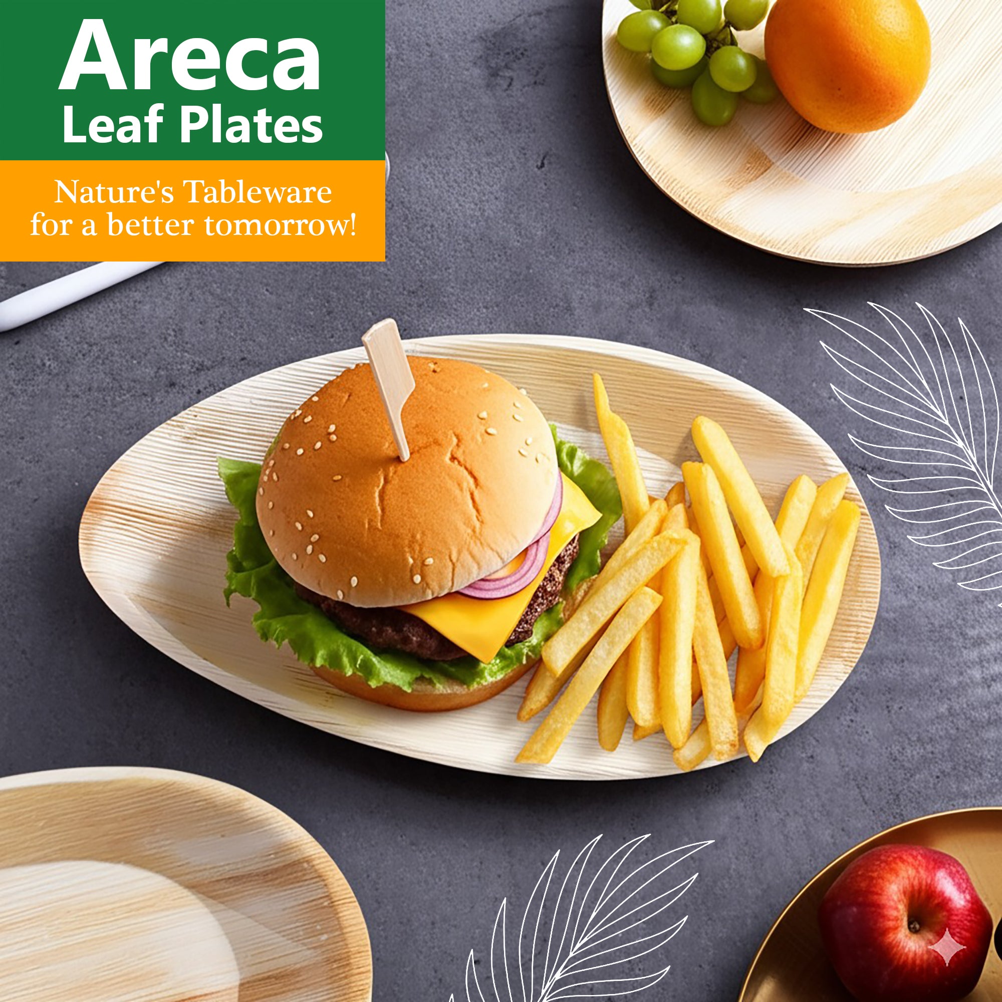 EcoEdge 10 Inch Oval Areca Palm Leaf Plates | Eco Friendly | 100% Plant Based