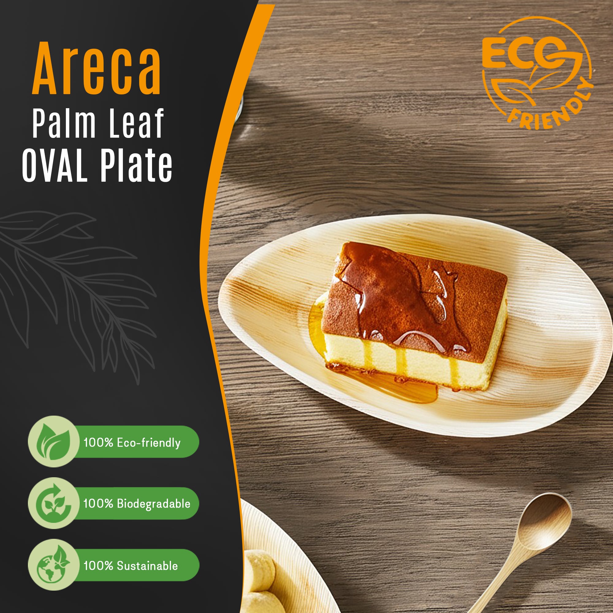 EcoEdge 10 Inch Oval Areca Palm Leaf Plates | Eco Friendly | 100% Plant Based