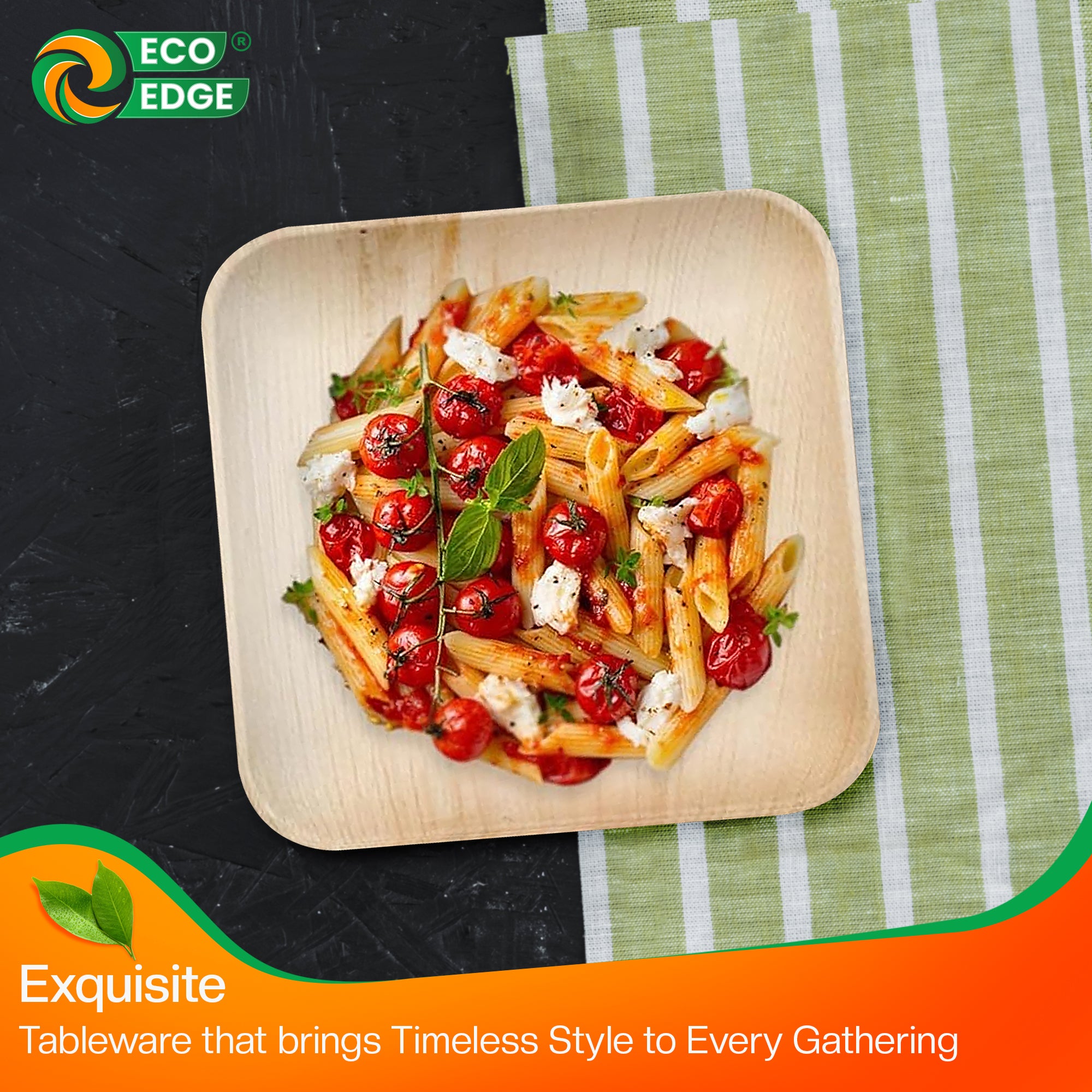 EcoEdge 6 Inch Areca Palm Leaf Square Plates | 100% Natural