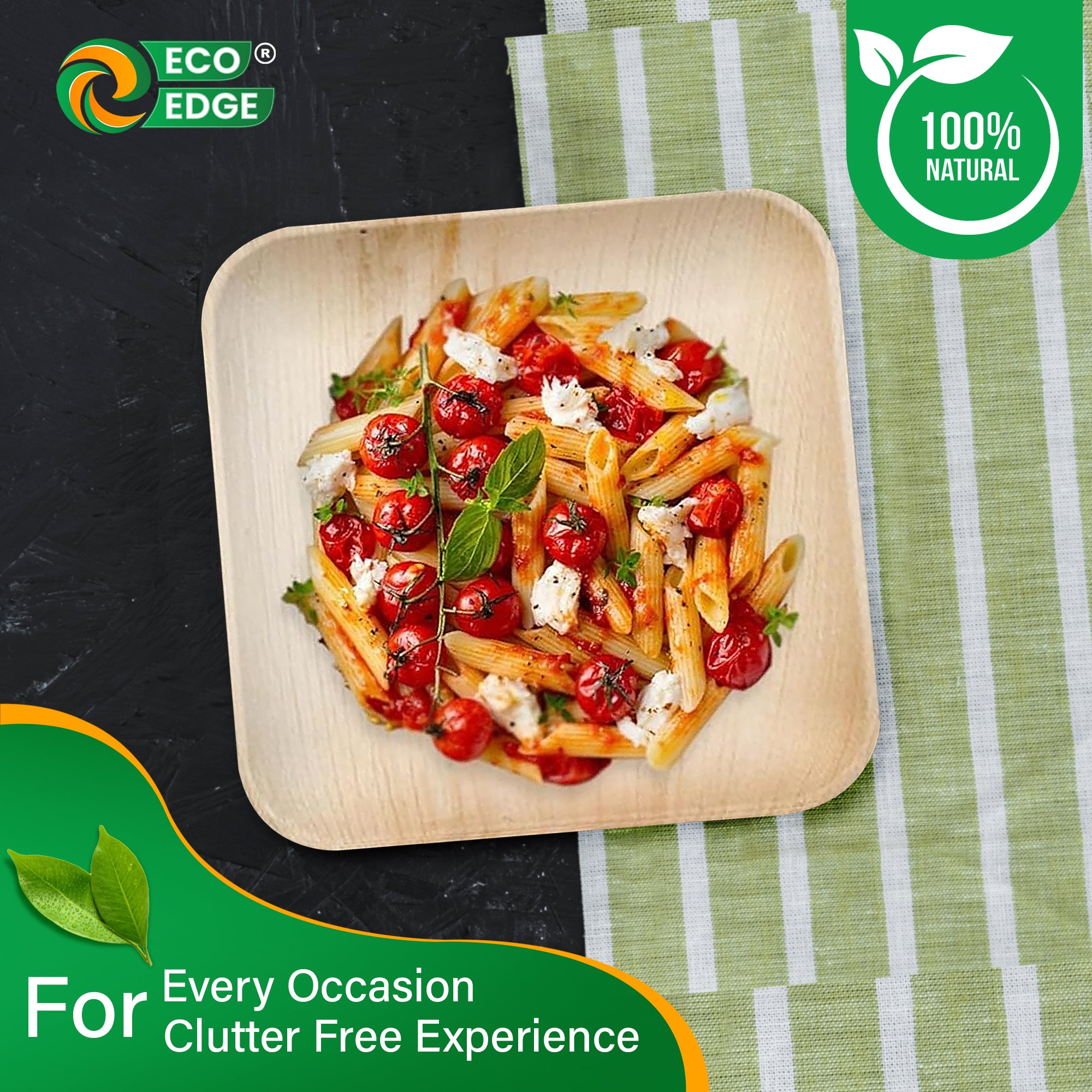 EcoEdge 6 Inch Areca Palm Leaf Square Plates | 100% Natural