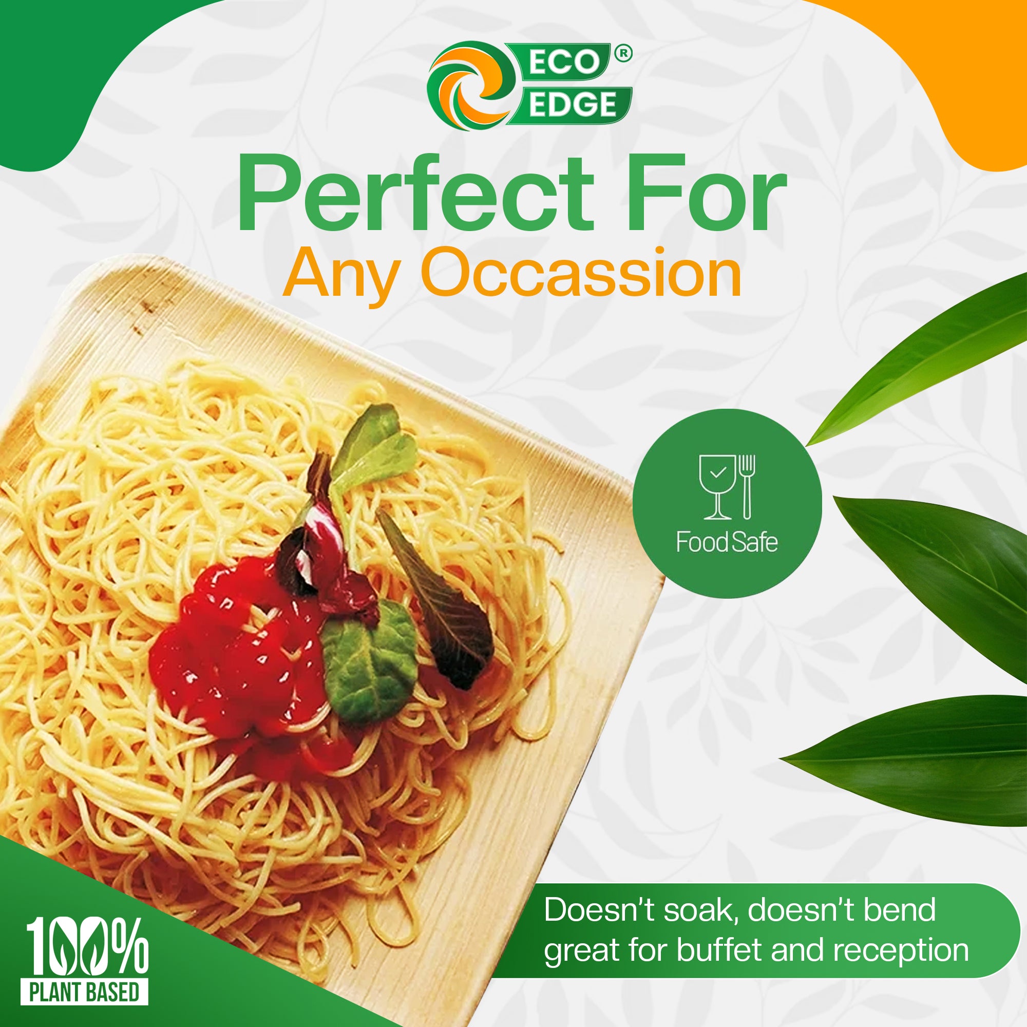 EcoEdge 7 Inch Areca Palm Leaf Square Plates | 100% Organic