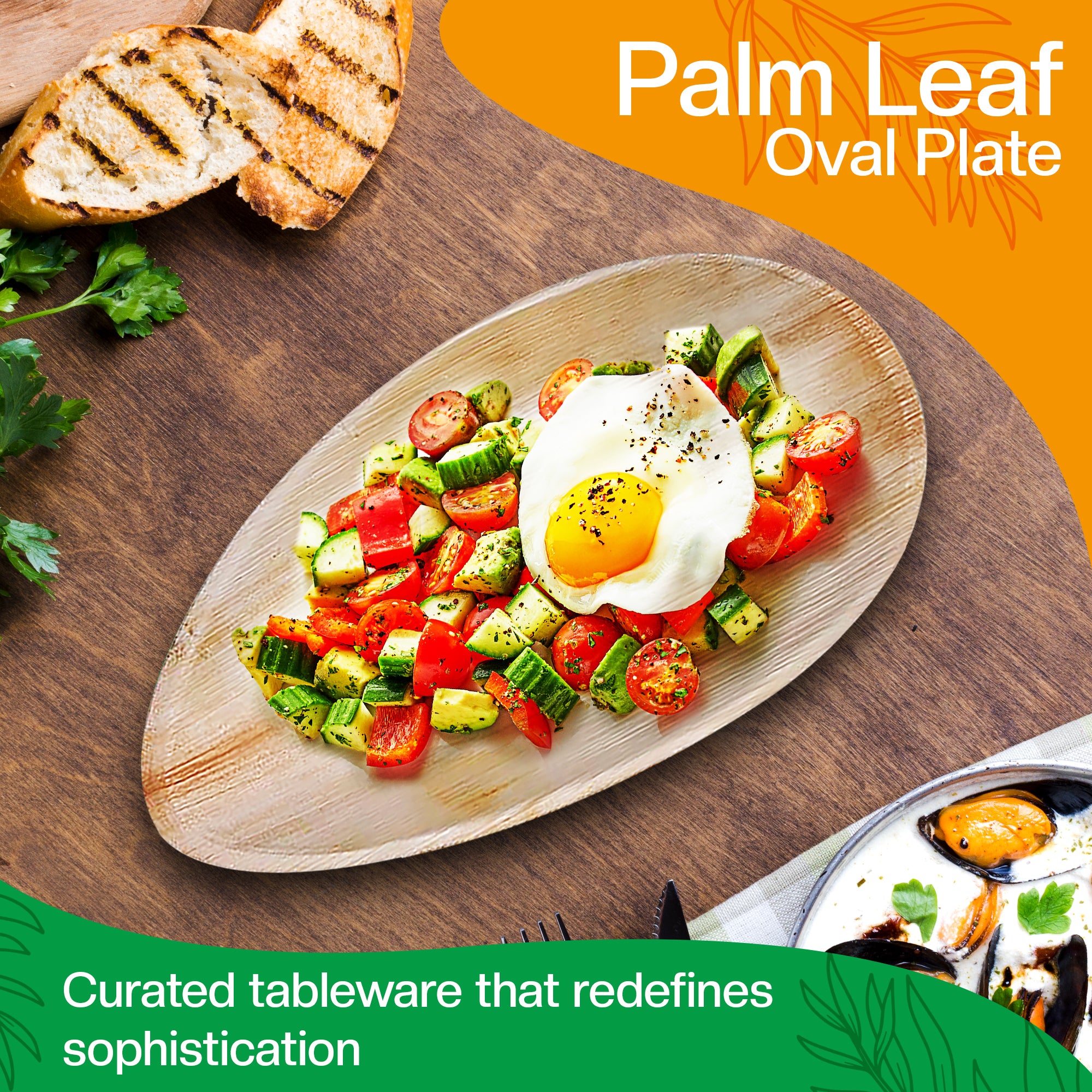 EcoEdge 8 Inch Oval Areca Palm Leaf Plates | 100% Natural