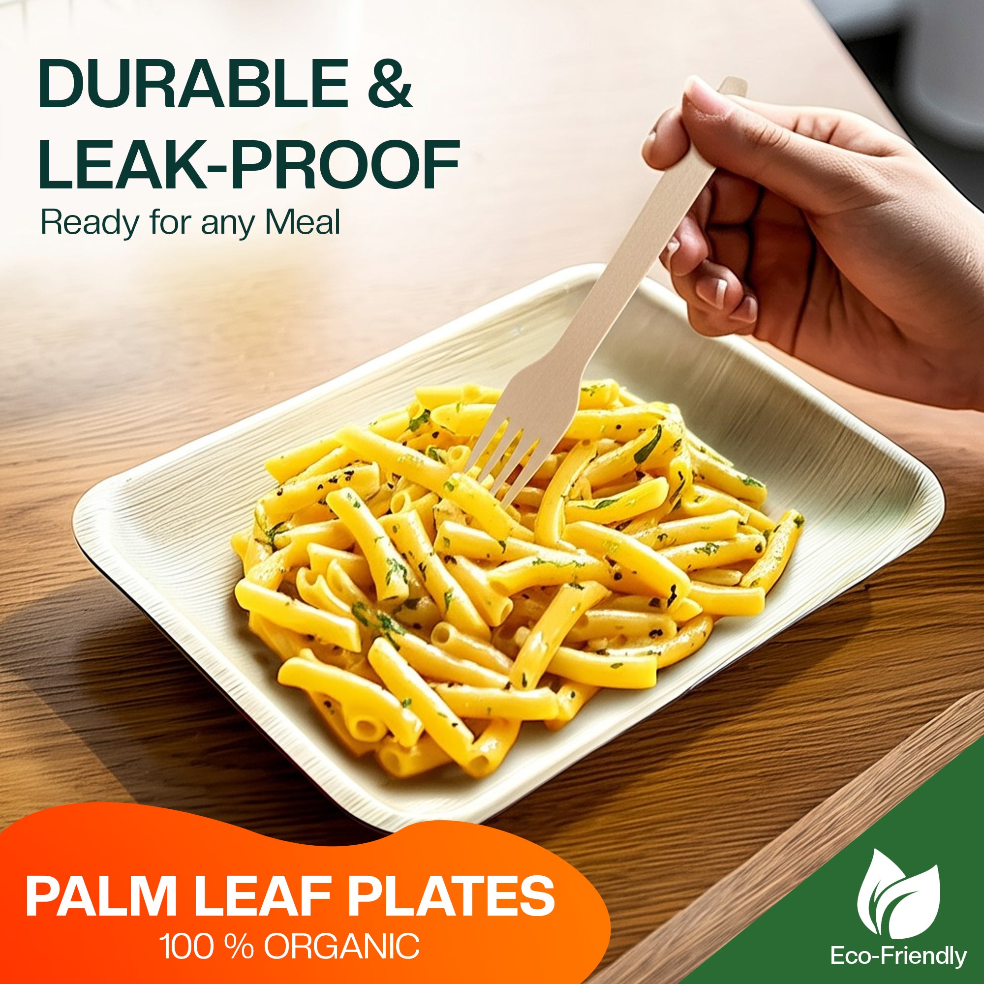 EcoEdge 9x6 Inch Rectangle Areca Palm Leaf Plates | 100% Natural