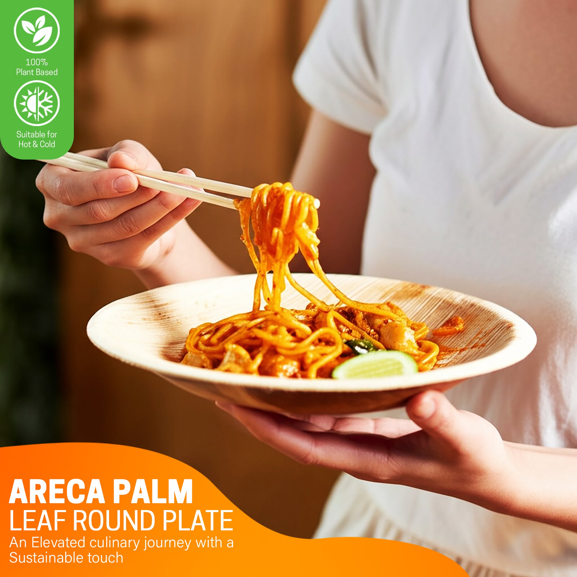 EcoEdge 9 Inch Round Areca Palm Leaf Plates | 100% Biodegradable