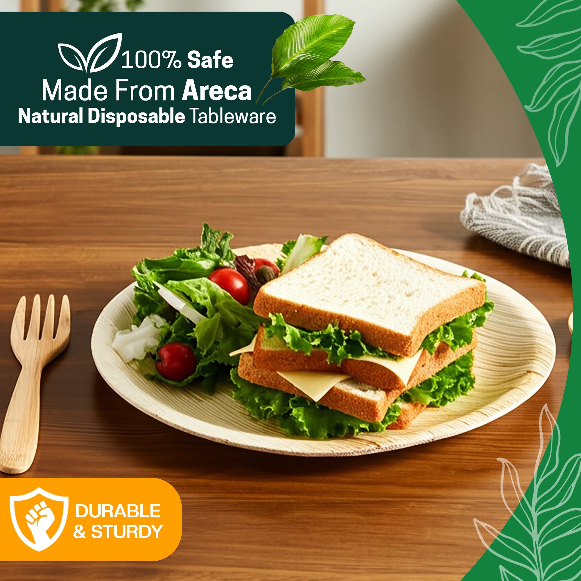 EcoEdge 10 Inch Round Areca Palm Leaf Plates | 100% Compostable