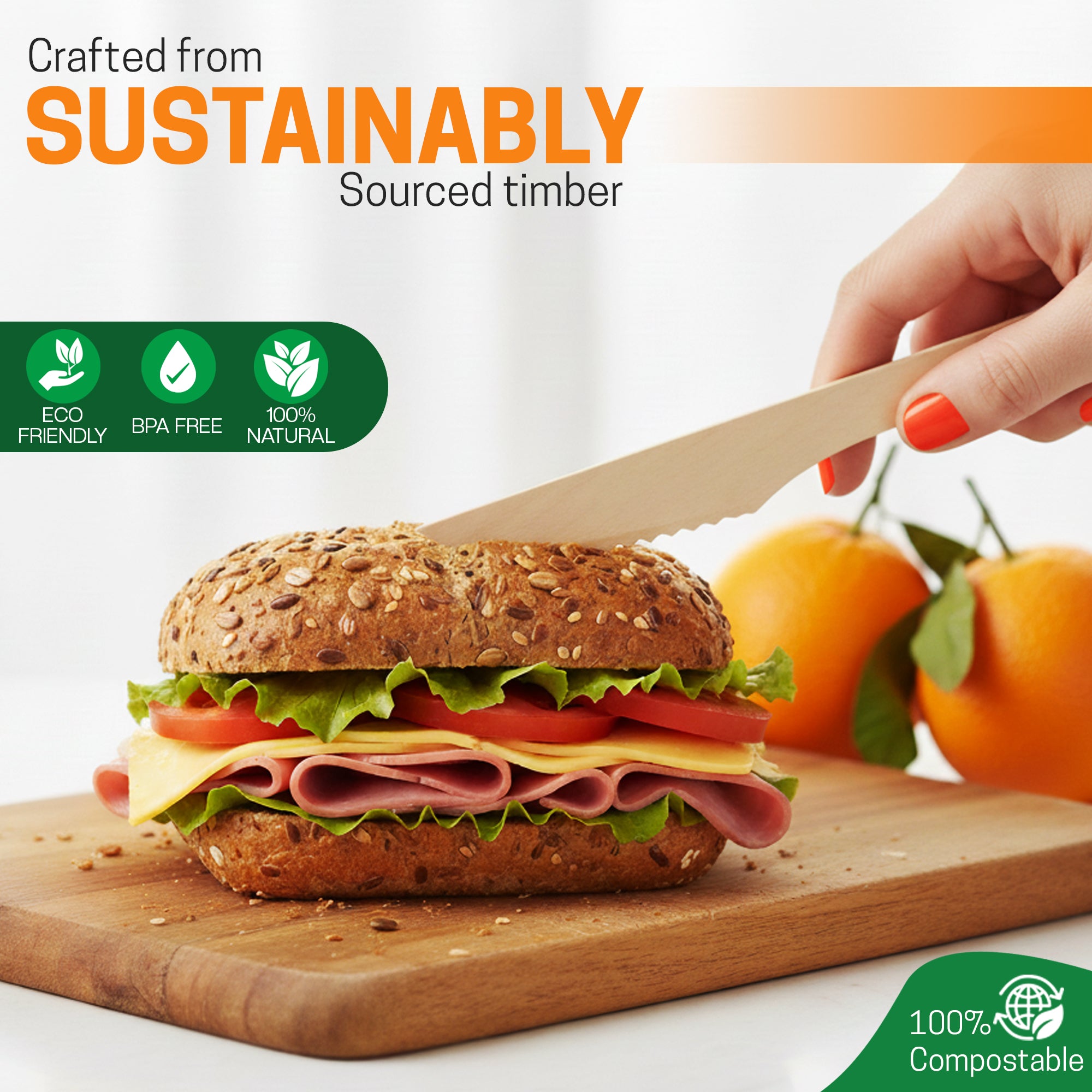 Eco Edge Biodegradable Wooden Knife | Natural, Eco-Friendly & Hand-Finished