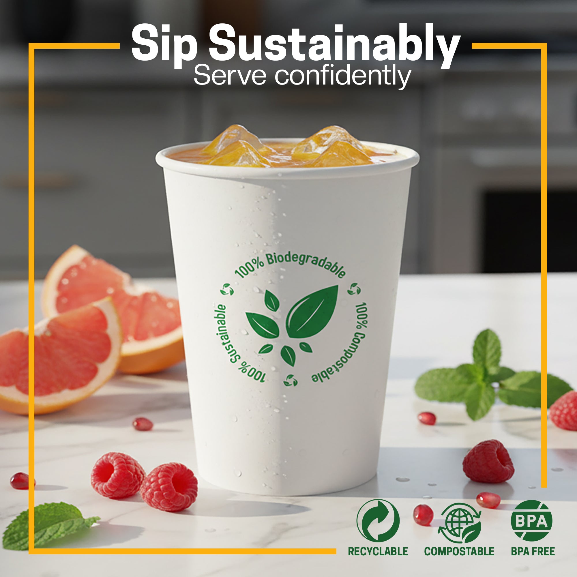 EcoEdge 6.5 Oz Disposable Heavy-Duty Party Paper Cups | 100% Compostable (Pack of 1000)