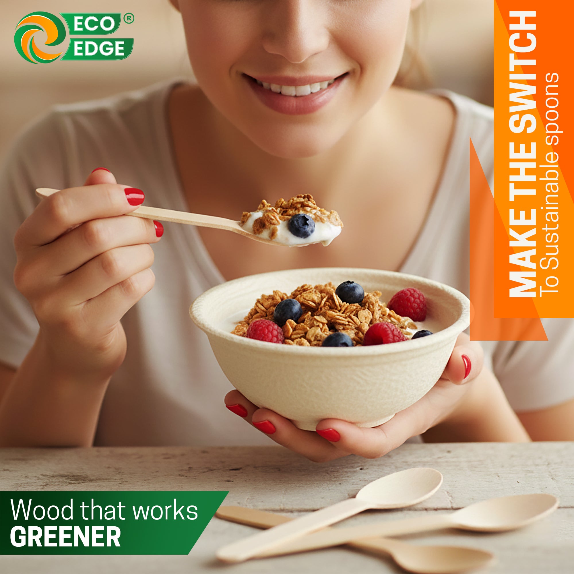 Eco Edge Compostable Wooden Spoon | Natural, Sustainable & Hand-Finished