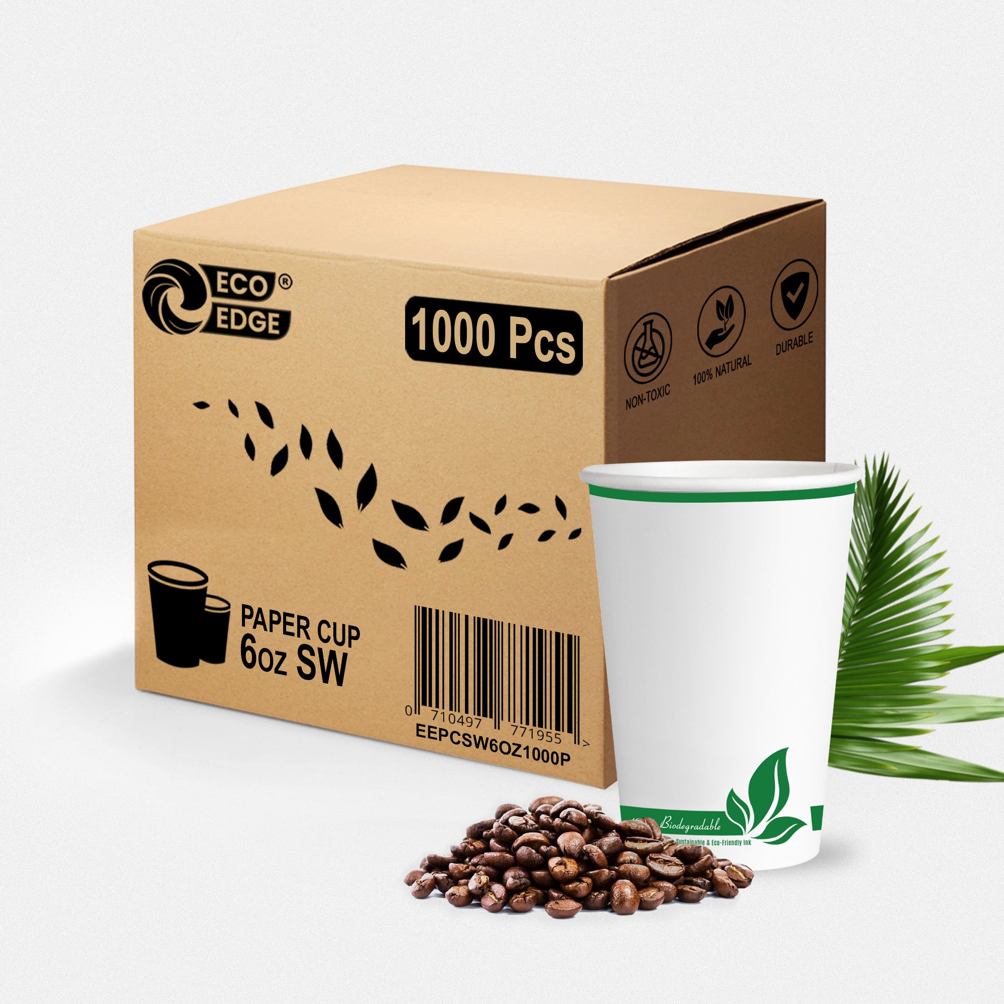 EcoEdge 6 Oz Disposable Heavy-Duty Party Paper Cups | 100% Organic (Pack of 1000)