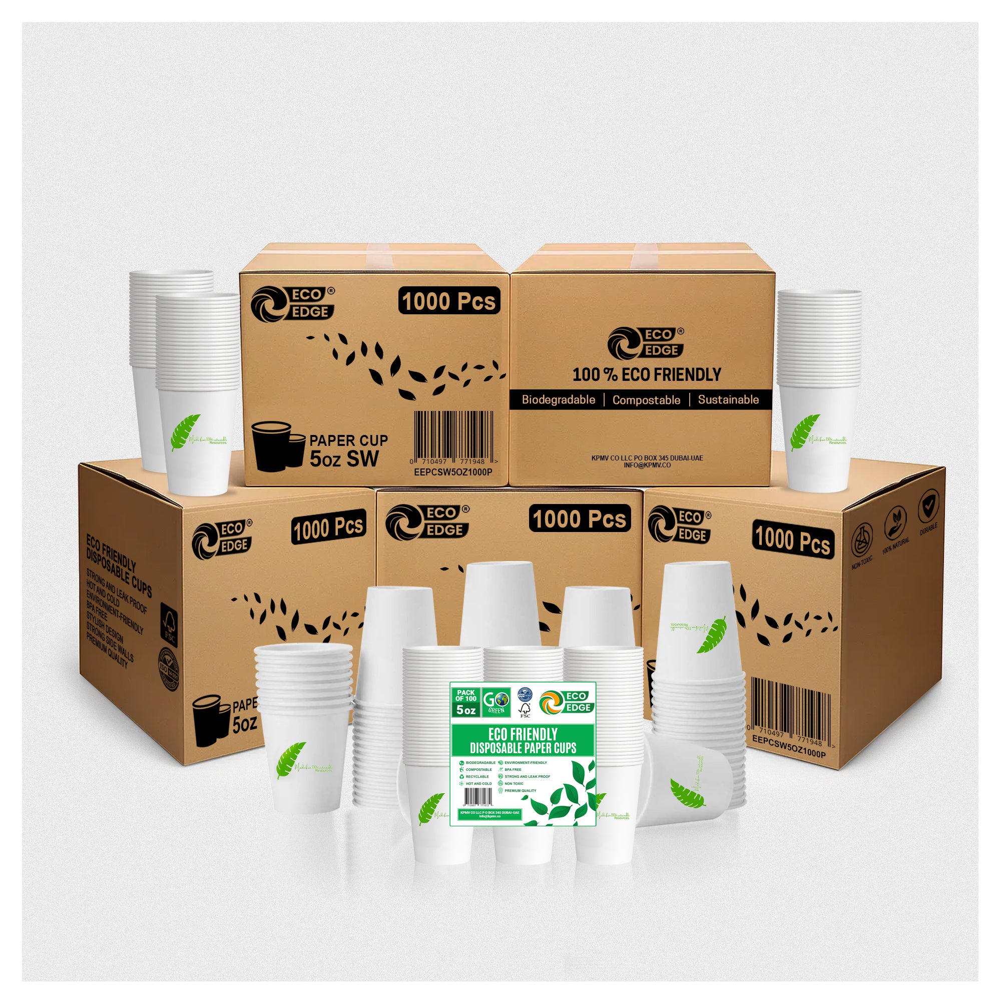 EcoEdge 5 Oz Disposable Heavy-Duty Party Paper Cups | 100% Natural (Pack of 1000)