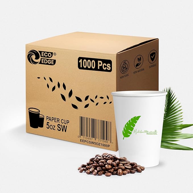 EcoEdge 5 Oz Disposable Heavy-Duty Party Paper Cups | 100% Natural (Pack of 1000)