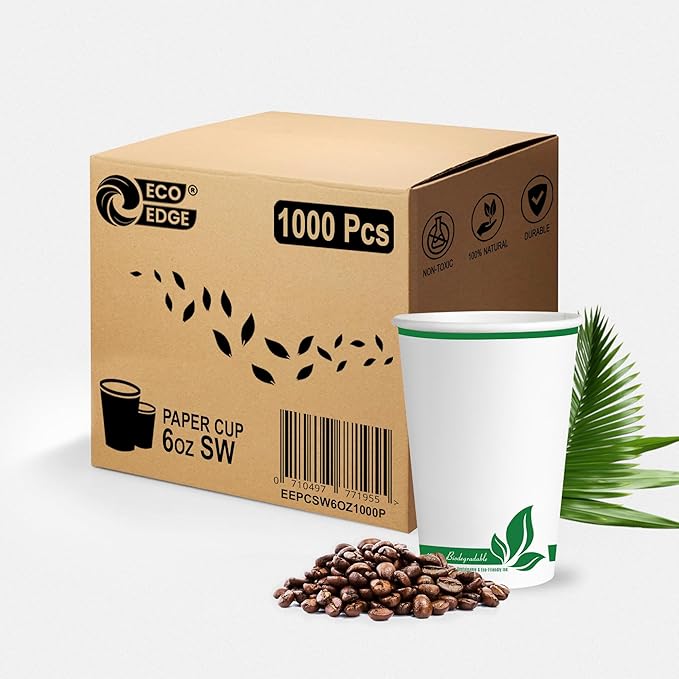 EcoEdge 6 Oz Disposable Heavy-Duty Party Paper Cups | 100% Organic