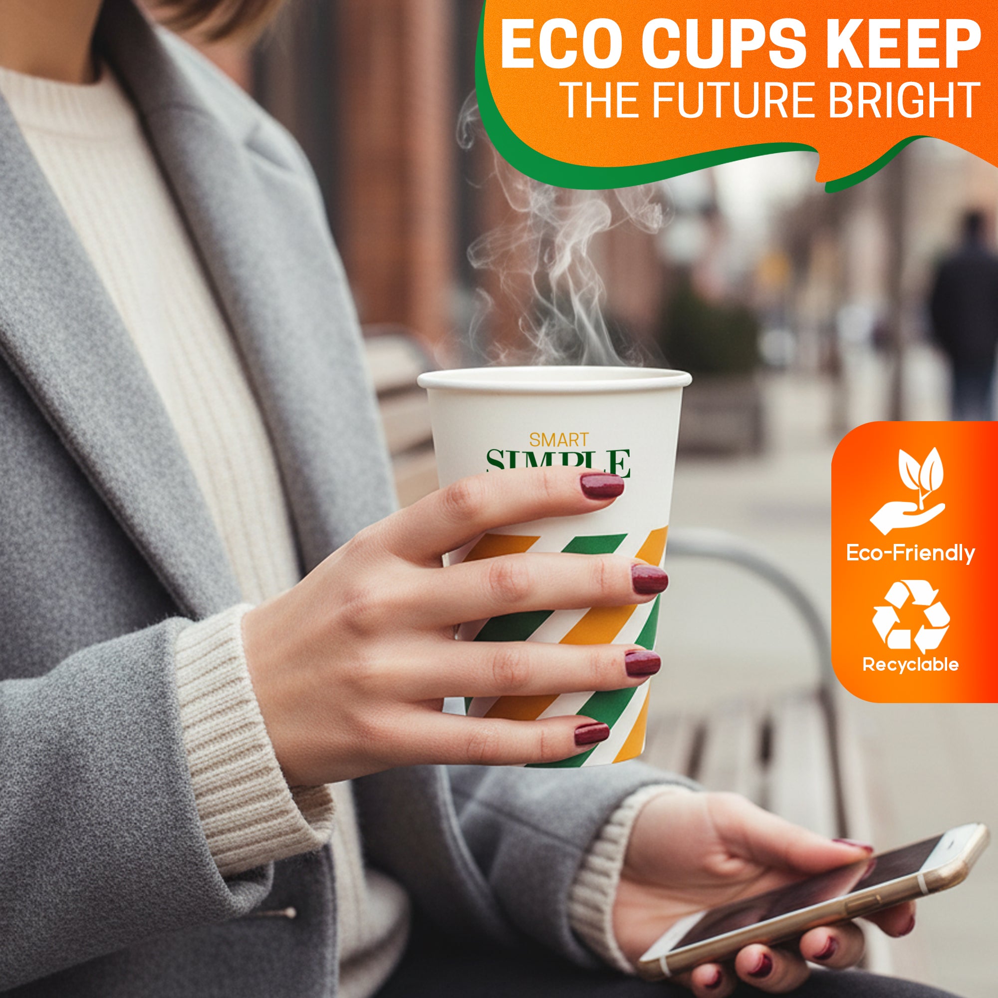 EcoEdge 10 Oz Eco Paper Cups with Lids | 100% Compostable & Recyclable (Pack of 600)