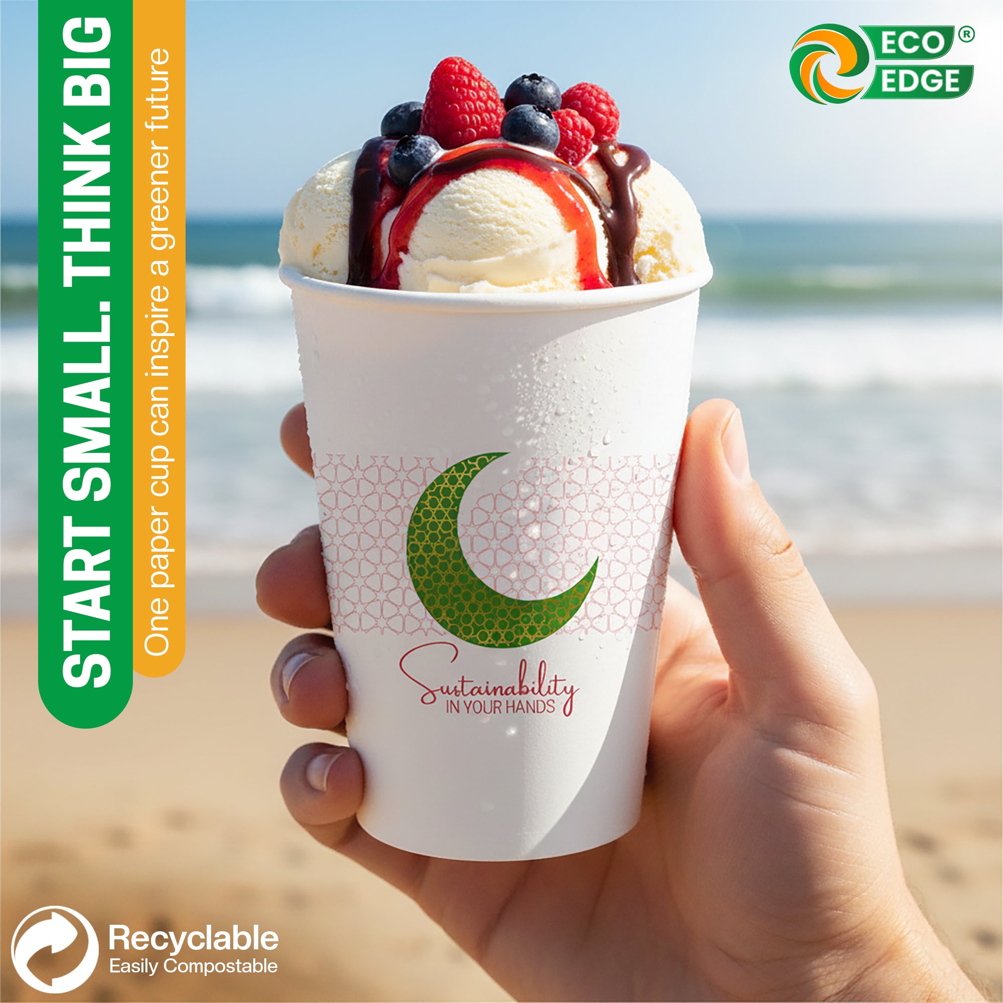 EcoEdge 8 Oz Ramadan Edition Heavy-Duty Paper Cups | Leakproof, Compostable & Eco-Friendly (Pack of 1000)