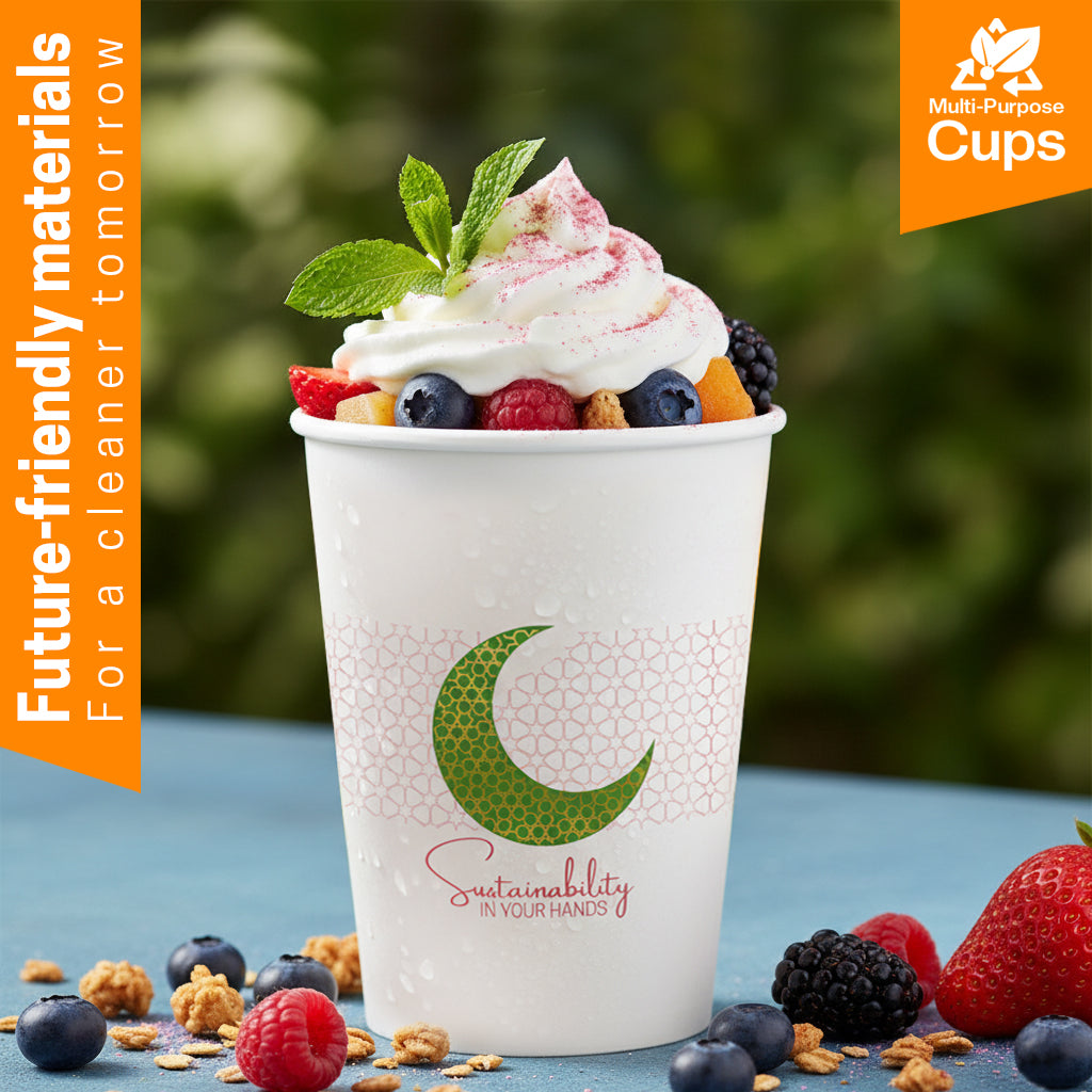 EcoEdge 8 Oz Ramadan Edition Heavy-Duty Paper Cups | Leakproof, Compostable & Eco-Friendly (Pack of 1000)