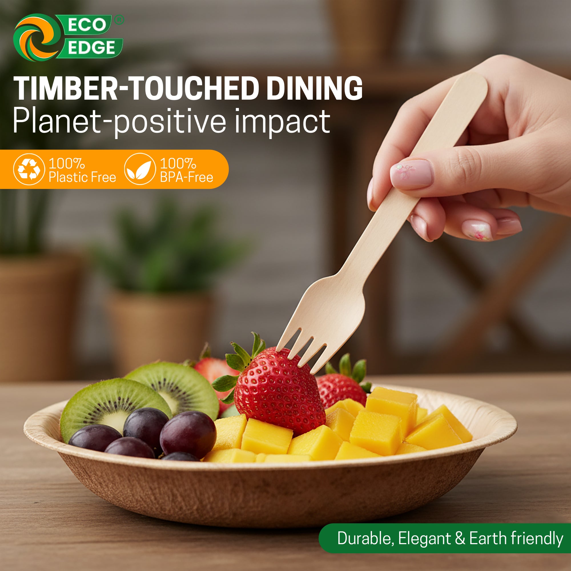 Eco Edge Wooden Cutlery Set | Spoon, Fork & Knife | Compostable & Plant-Based