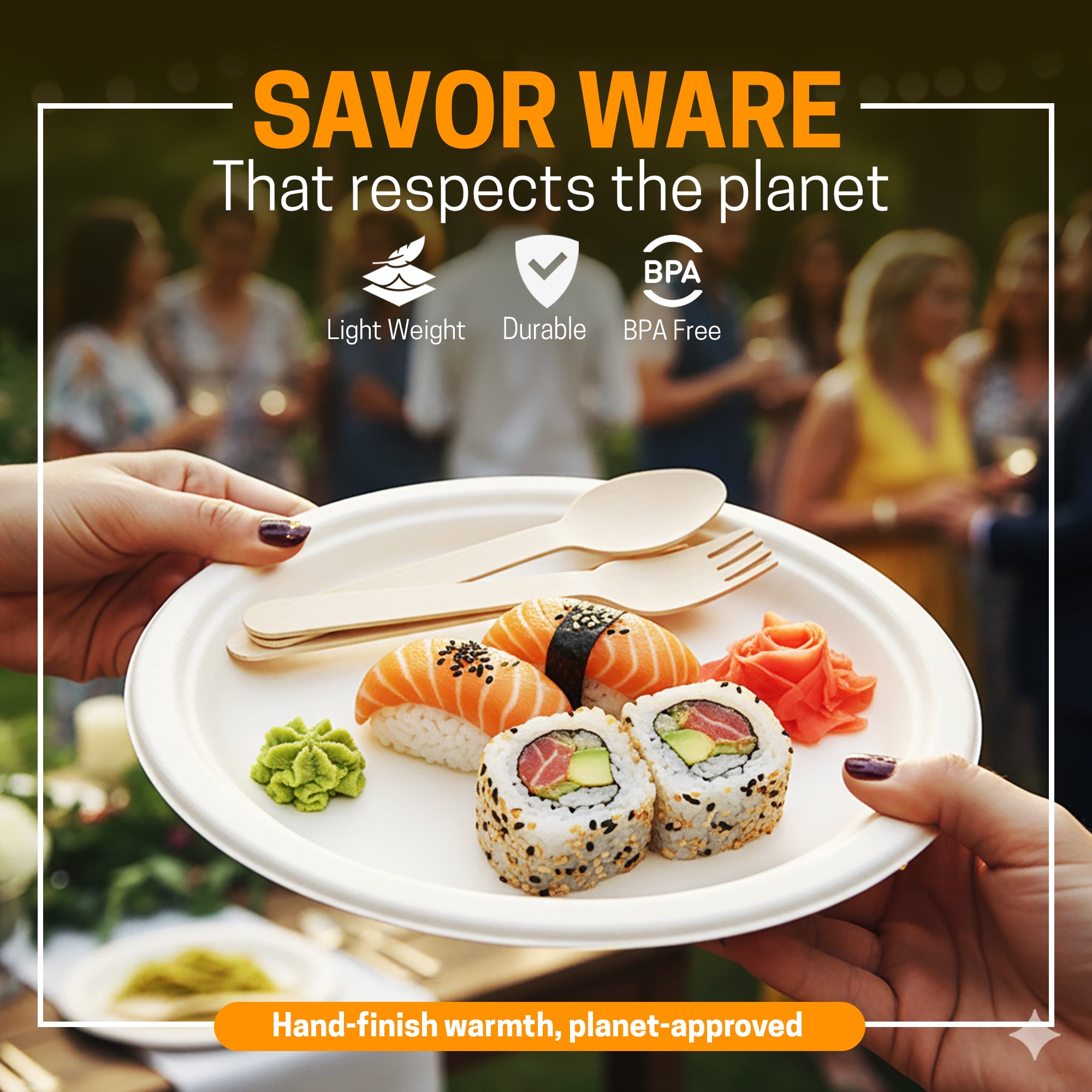 Eco Edge Wooden Cutlery Set | Spoon, Fork & Knife | Compostable & Plant-Based