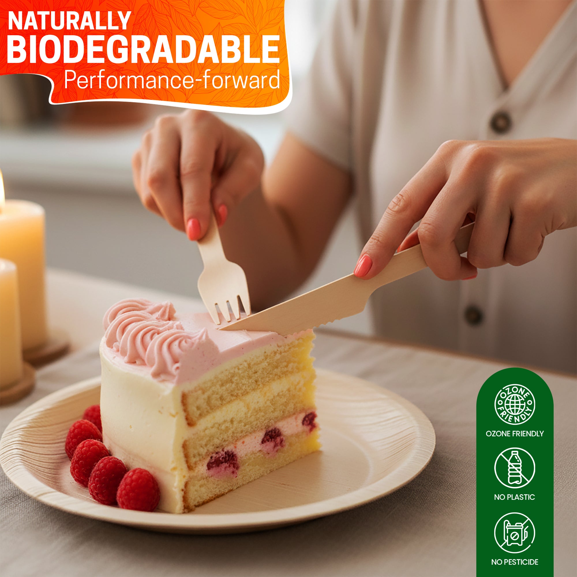 Eco Edge Wooden Cutlery Set | Spoon, Fork & Knife | Compostable & Plant-Based