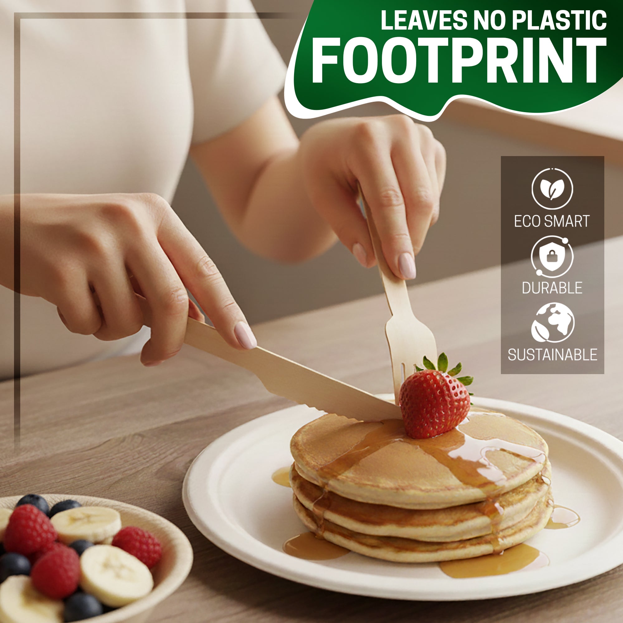 Eco Edge Wooden Cutlery Set | Spoon, Fork & Knife | Compostable & Plant-Based