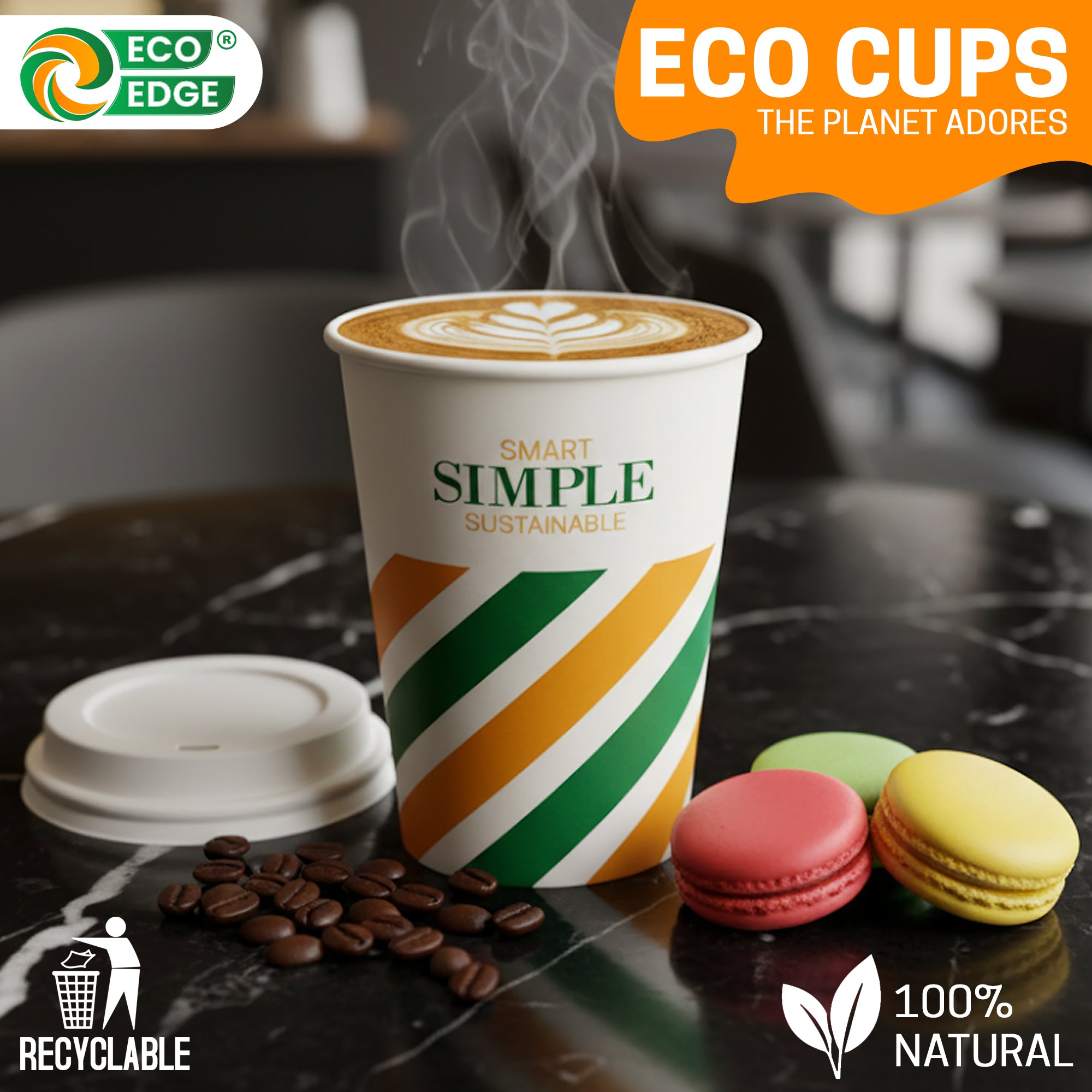 EcoEdge 10 Oz Eco Paper Cups with Lids | 100% Compostable & Recyclable (Pack of 600)