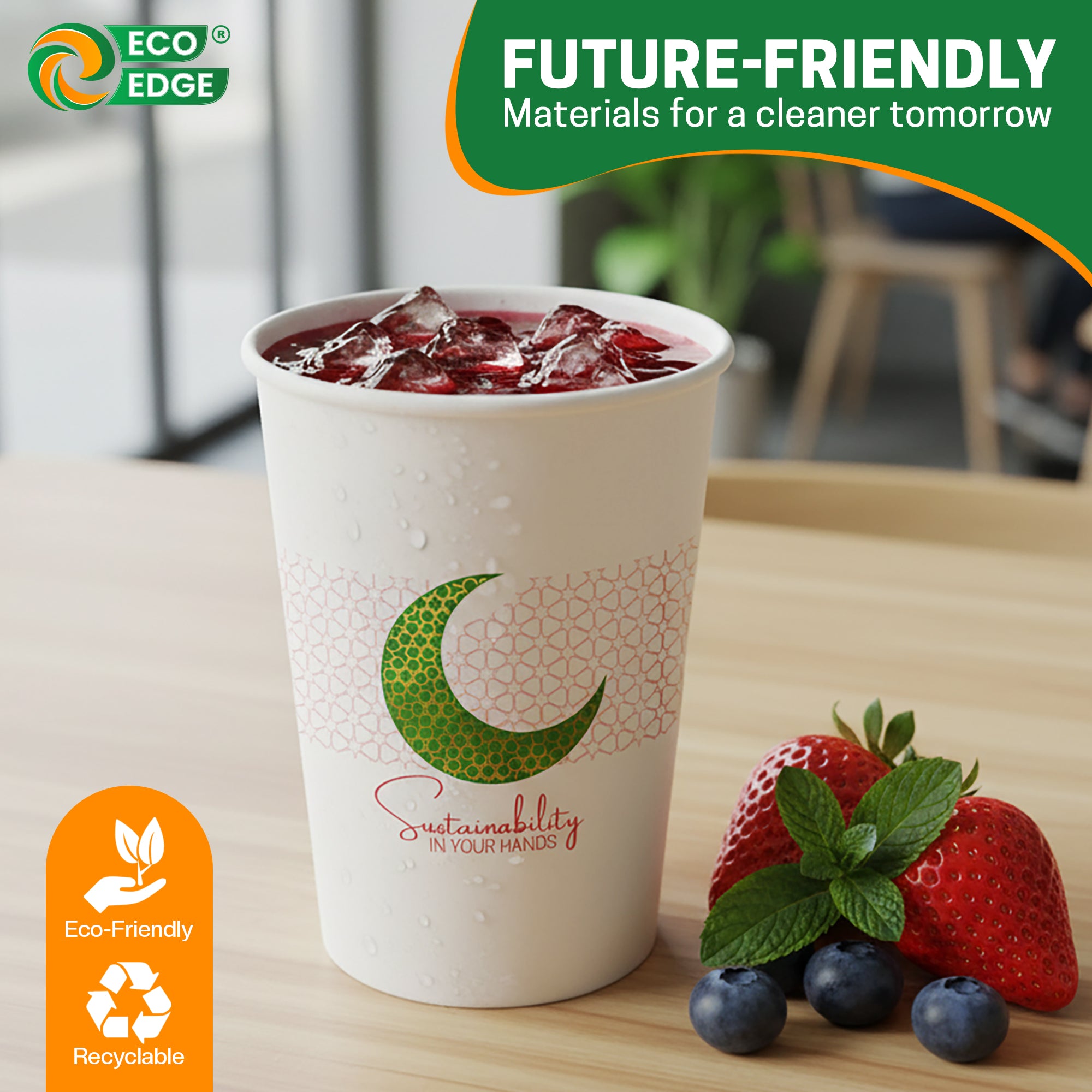 EcoEdge 8 Oz Ramadan Edition Heavy-Duty Paper Cups | Leakproof, Compostable & Eco-Friendly