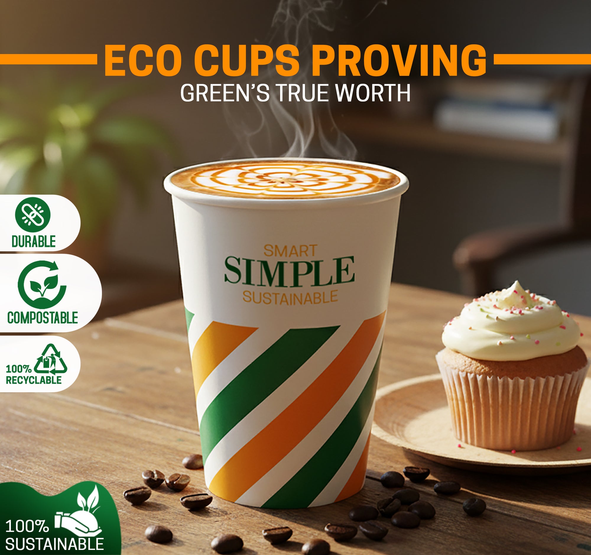 EcoEdge 10 Oz Eco Paper Cups with Lids | 100% Compostable & Recyclable