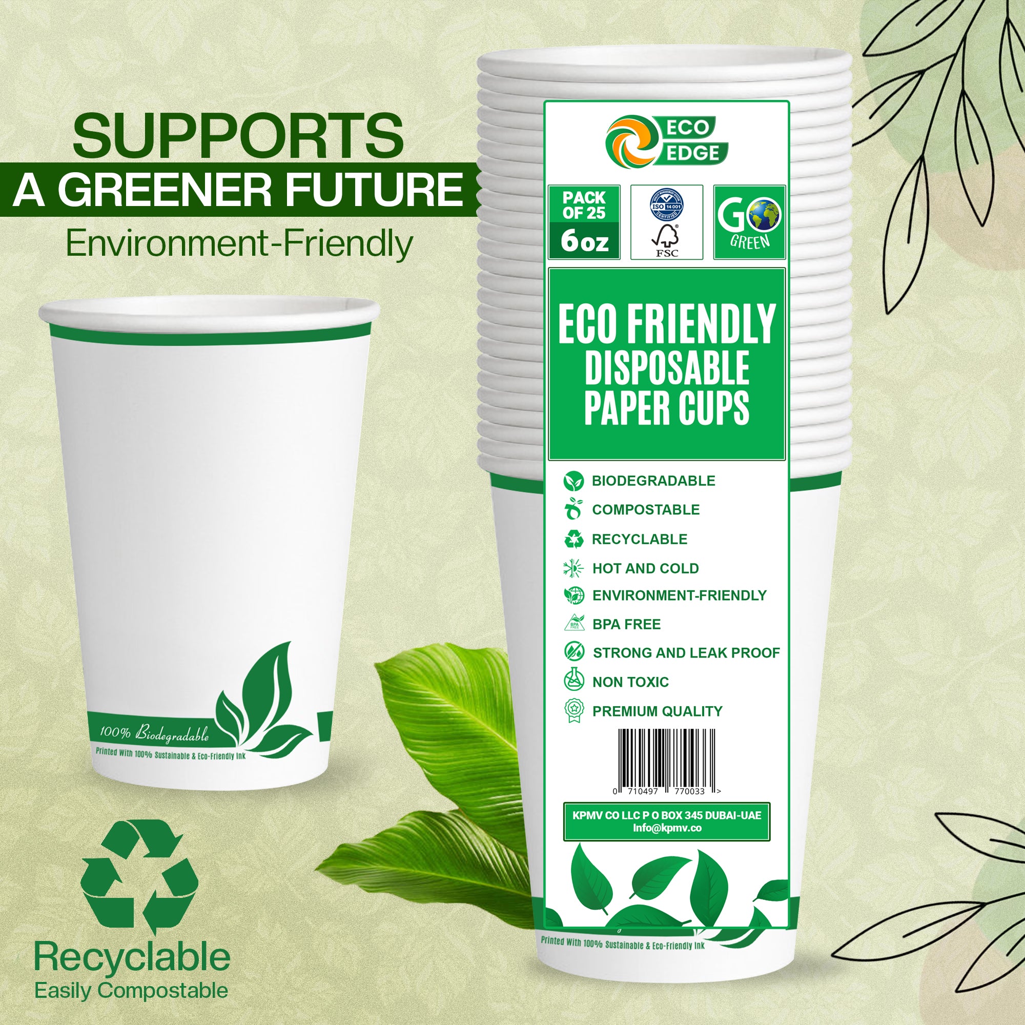EcoEdge 6 Oz Disposable Heavy-Duty Party Paper Cups | 100% Organic