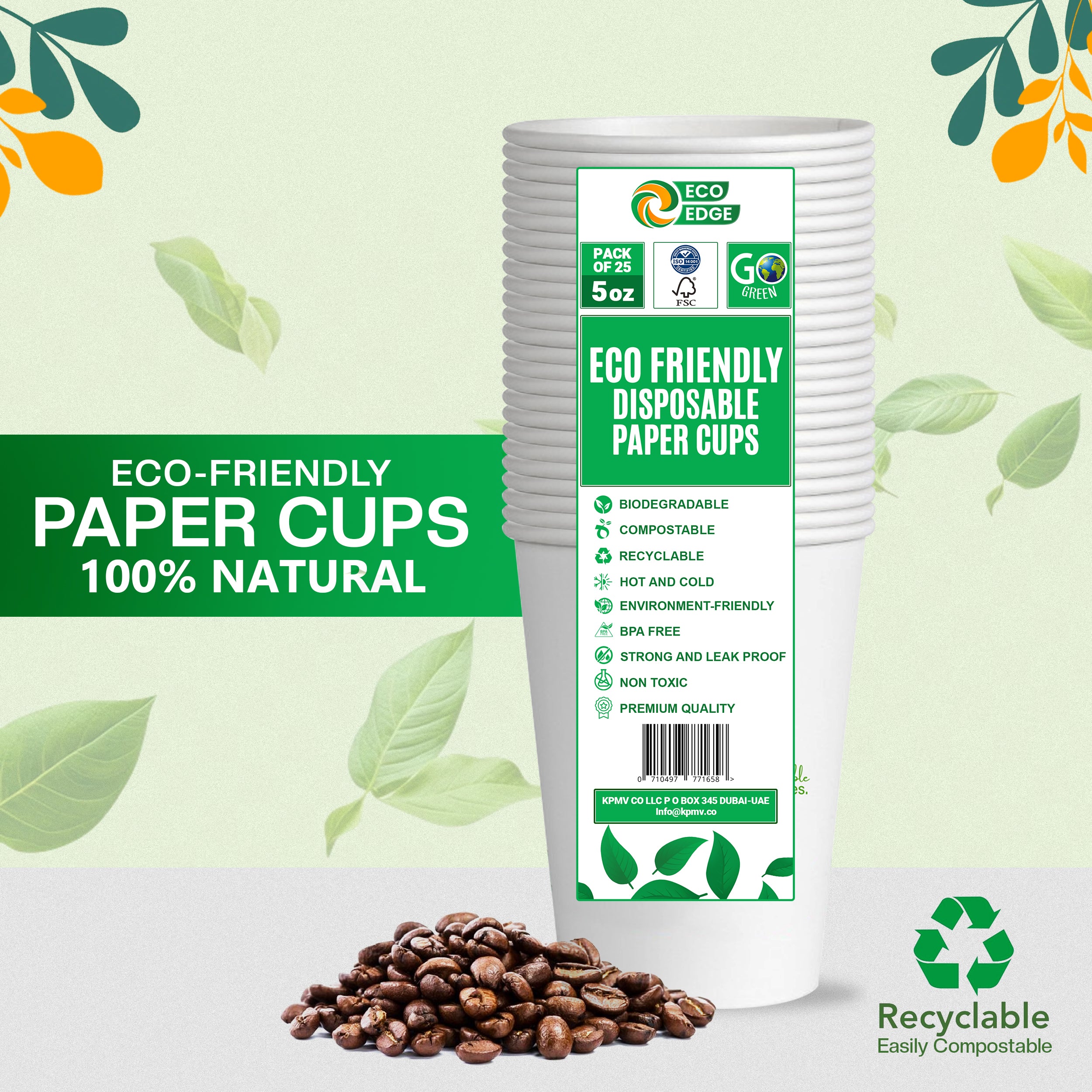 EcoEdge 5 Oz Disposable Heavy-Duty Party Paper Cups | 100% Natural